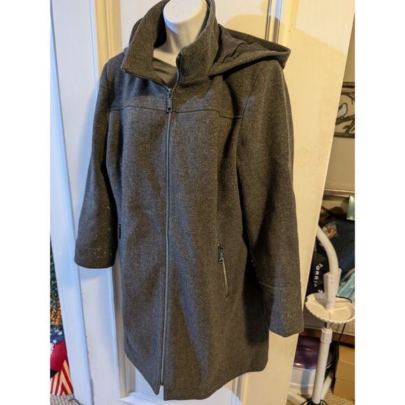Two By Vince Camuto Soft Knit Walker Hooded Jacket Women's Grey Coat Sz Large L - Picture 3 of 10